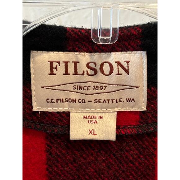 CC Filson Vintage Red Buffalo Plaid Virgin Wool Mackinaw Vest Men's XL Button - Picture 3 of 6